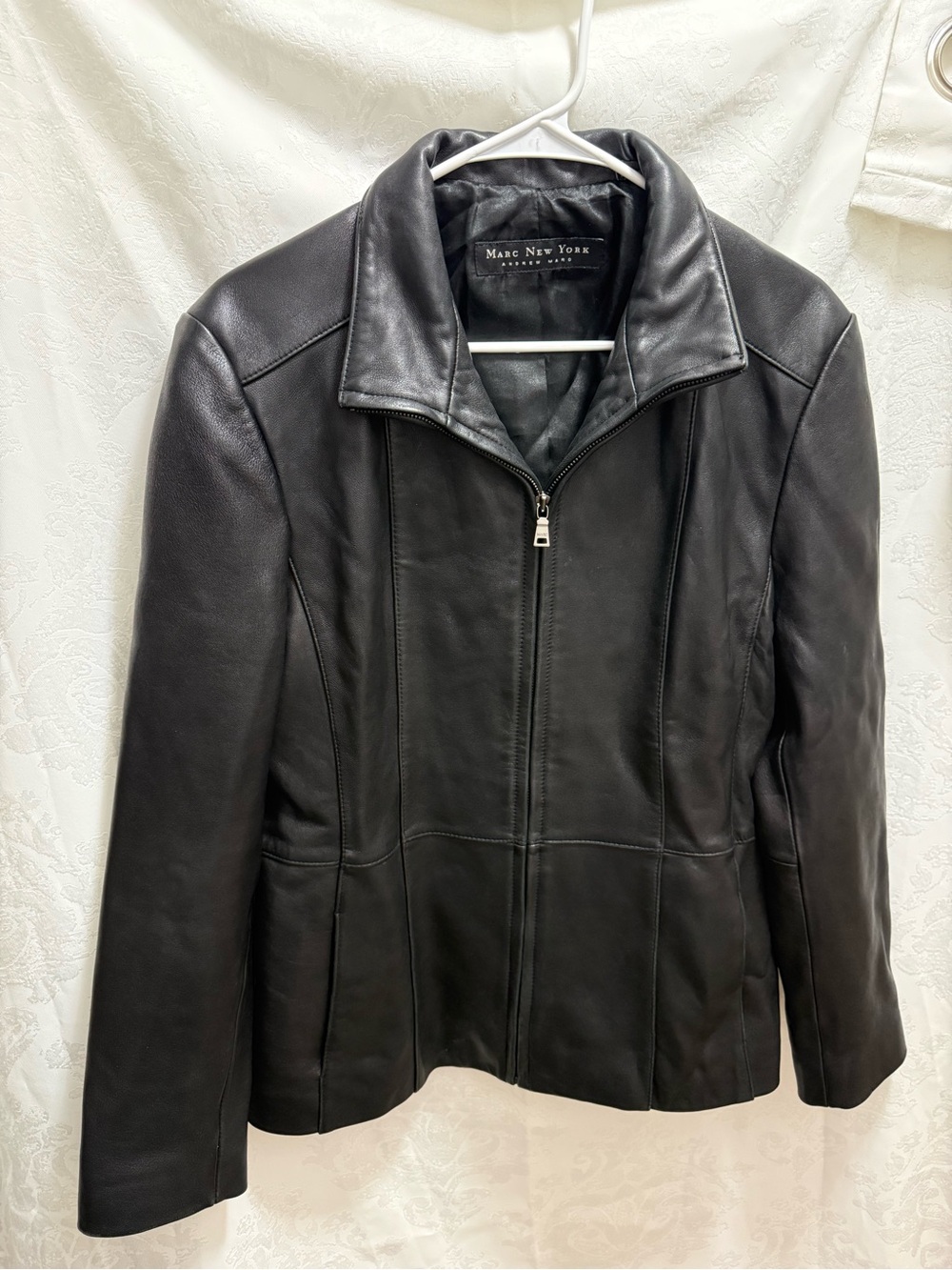Marc New York Women's Black Leather Zip-Up Jacket